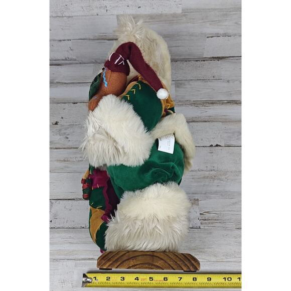 Vintage Kmart Trim A Home Plush Bear 15" Christmas Decoration Wood Base No Tag - Picture 12 of 13